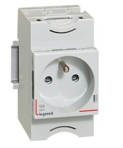 Prise de courant modulaire 10A à 16A 250V- 2P+T à éclips - 2,5 modules - 004280