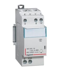 Transformateur pour sonnerie 230V vers 12V ou 8V - 8VA - 2 modules - 413091